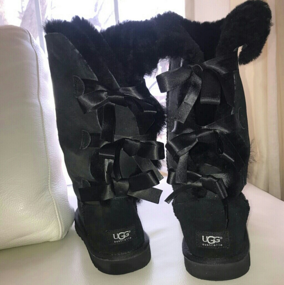 Ugg Australia Tall Black Bowed Boot